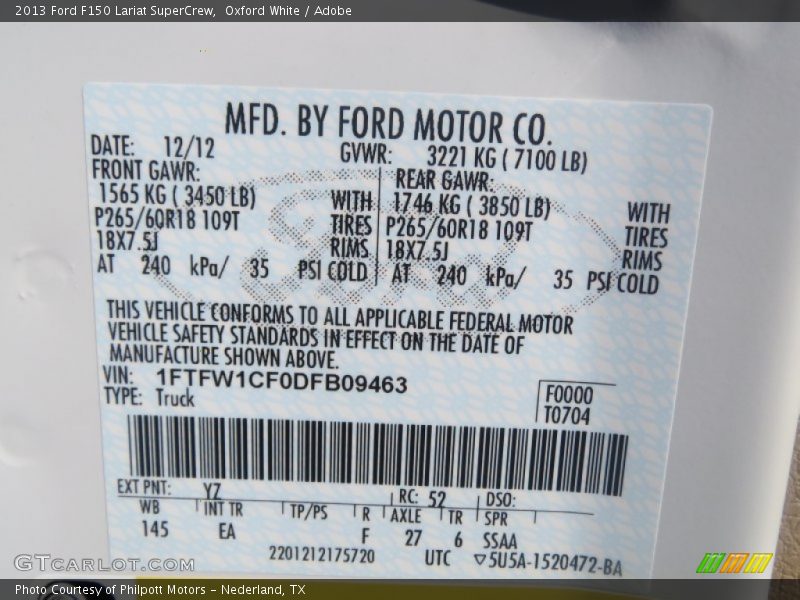 Oxford White / Adobe 2013 Ford F150 Lariat SuperCrew