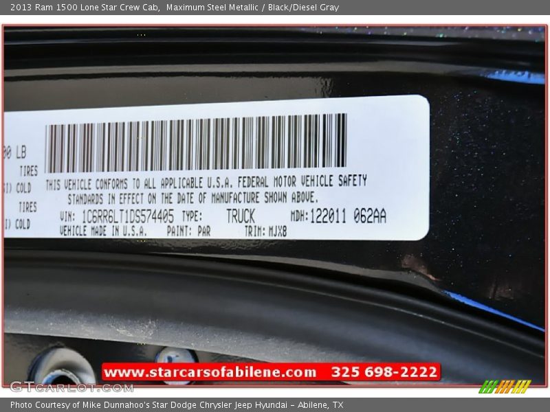 Maximum Steel Metallic / Black/Diesel Gray 2013 Ram 1500 Lone Star Crew Cab