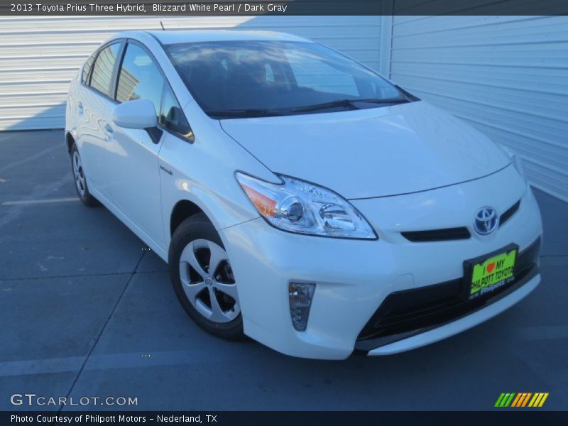 Blizzard White Pearl / Dark Gray 2013 Toyota Prius Three Hybrid