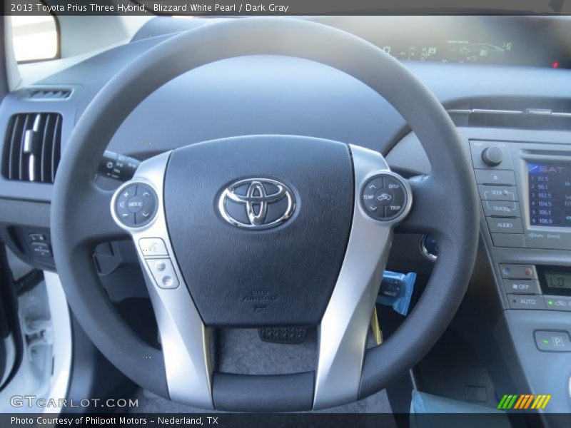 Blizzard White Pearl / Dark Gray 2013 Toyota Prius Three Hybrid
