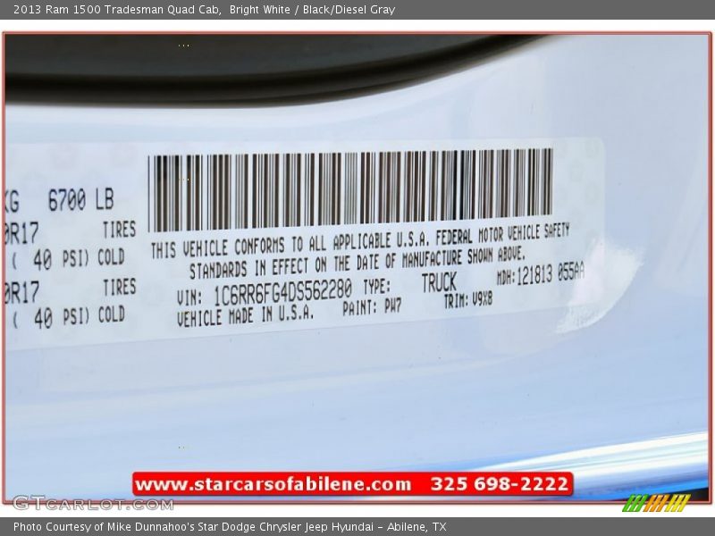 Bright White / Black/Diesel Gray 2013 Ram 1500 Tradesman Quad Cab