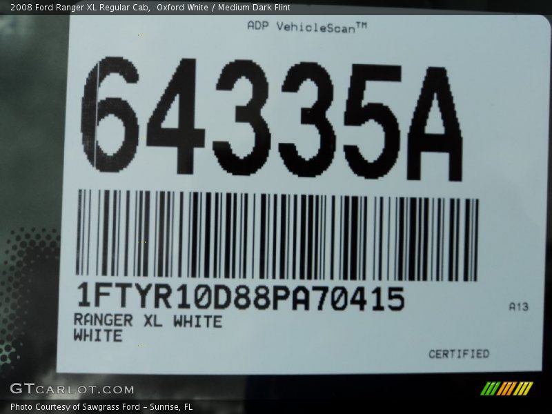Oxford White / Medium Dark Flint 2008 Ford Ranger XL Regular Cab