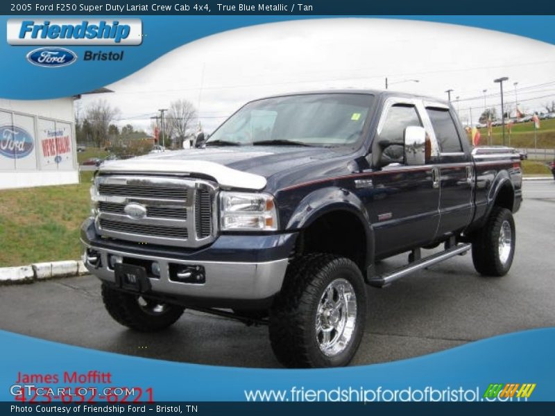 True Blue Metallic / Tan 2005 Ford F250 Super Duty Lariat Crew Cab 4x4