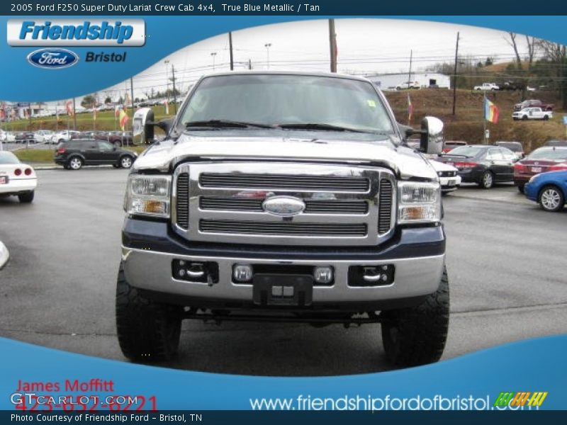 True Blue Metallic / Tan 2005 Ford F250 Super Duty Lariat Crew Cab 4x4