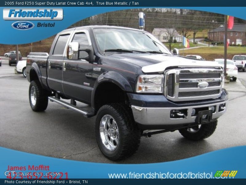 True Blue Metallic / Tan 2005 Ford F250 Super Duty Lariat Crew Cab 4x4