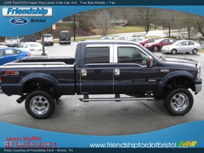 True Blue Metallic / Tan 2005 Ford F250 Super Duty Lariat Crew Cab 4x4