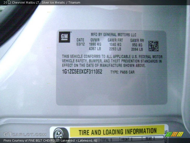 Silver Ice Metallic / Titanium 2012 Chevrolet Malibu LT