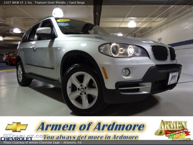 Titanium Silver Metallic / Sand Beige 2007 BMW X5 3.0si