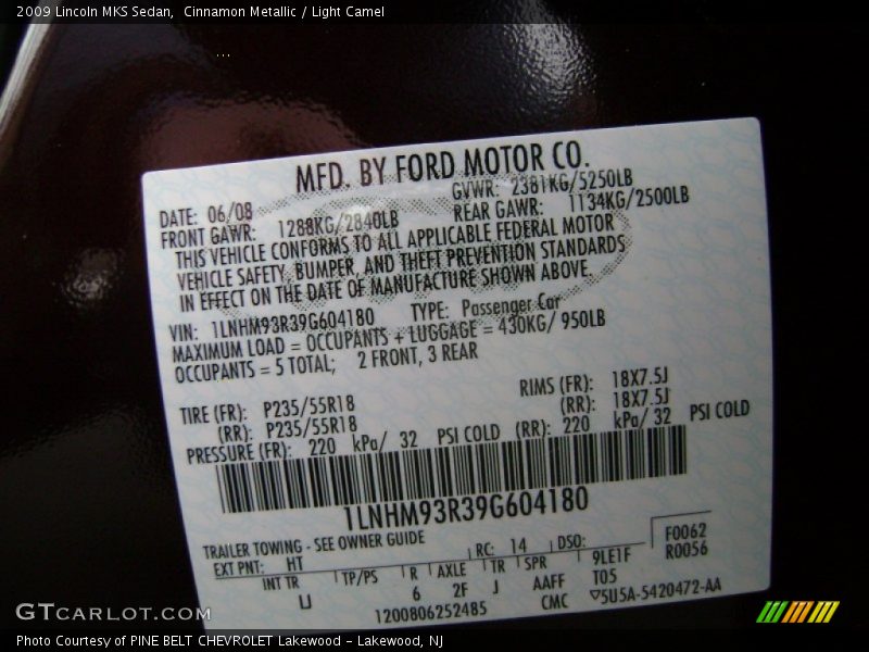 Cinnamon Metallic / Light Camel 2009 Lincoln MKS Sedan