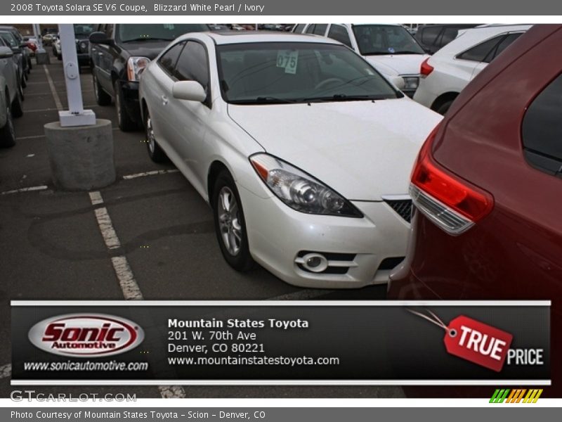 Blizzard White Pearl / Ivory 2008 Toyota Solara SE V6 Coupe