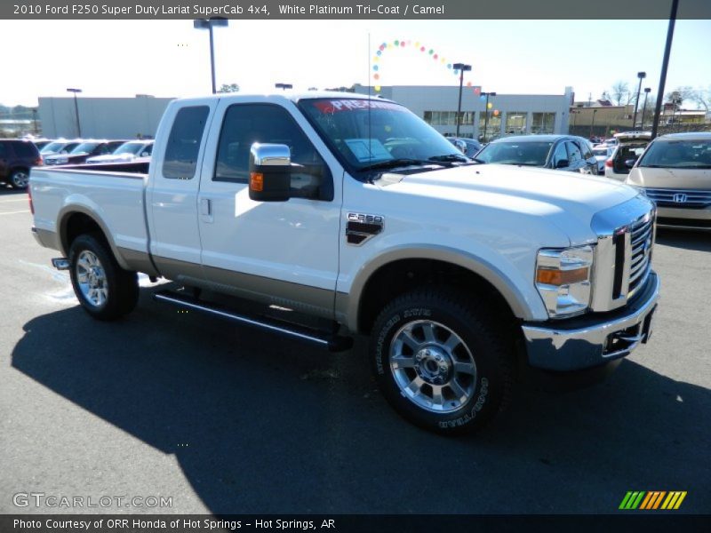 White Platinum Tri-Coat / Camel 2010 Ford F250 Super Duty Lariat SuperCab 4x4