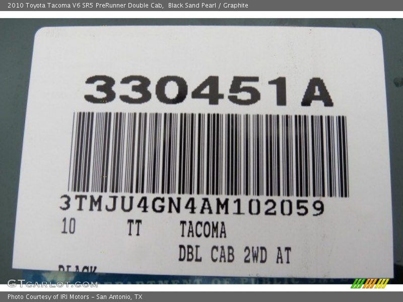 Black Sand Pearl / Graphite 2010 Toyota Tacoma V6 SR5 PreRunner Double Cab