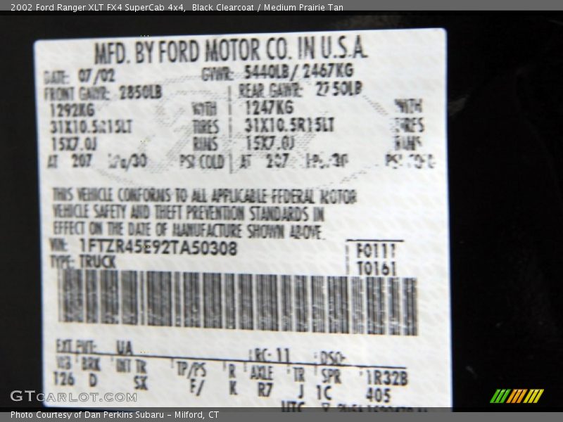 Black Clearcoat / Medium Prairie Tan 2002 Ford Ranger XLT FX4 SuperCab 4x4