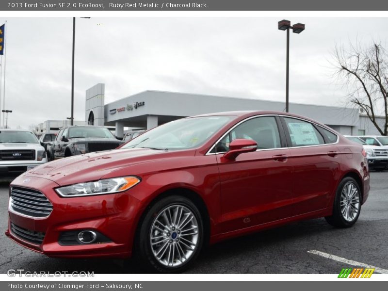 Ruby Red Metallic / Charcoal Black 2013 Ford Fusion SE 2.0 EcoBoost