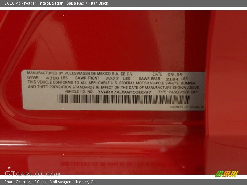 Salsa Red / Titan Black 2010 Volkswagen Jetta SE Sedan