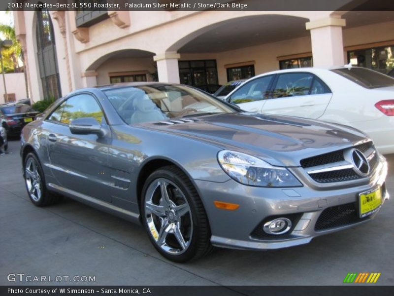 Paladium Silver Metallic / Stone/Dark Beige 2012 Mercedes-Benz SL 550 Roadster