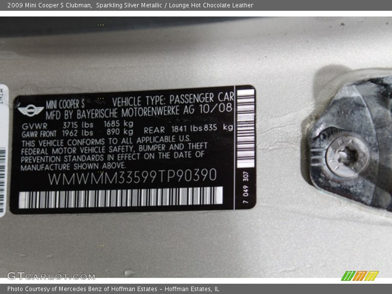 Sparkling Silver Metallic / Lounge Hot Chocolate Leather 2009 Mini Cooper S Clubman