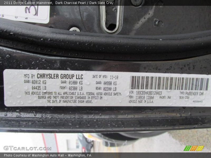 Dark Charcoal Pearl / Dark Slate Gray 2011 Dodge Caliber Mainstreet