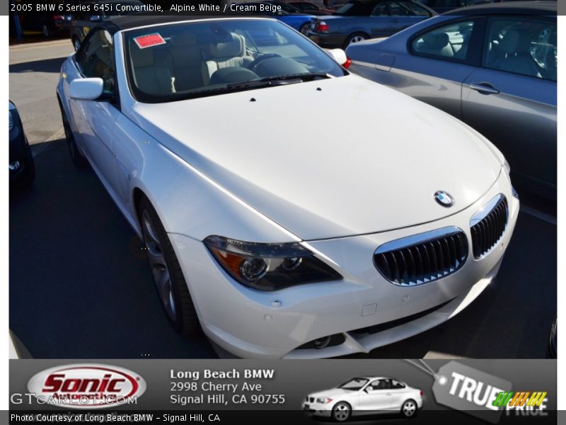 Alpine White / Cream Beige 2005 BMW 6 Series 645i Convertible