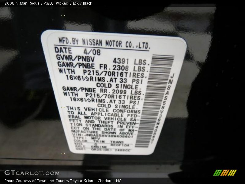 Wicked Black / Black 2008 Nissan Rogue S AWD