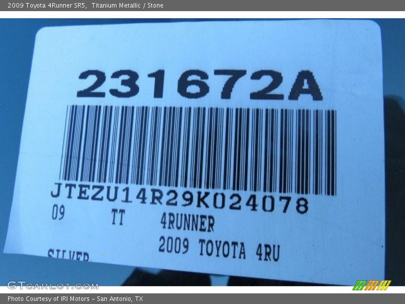 Titanium Metallic / Stone 2009 Toyota 4Runner SR5