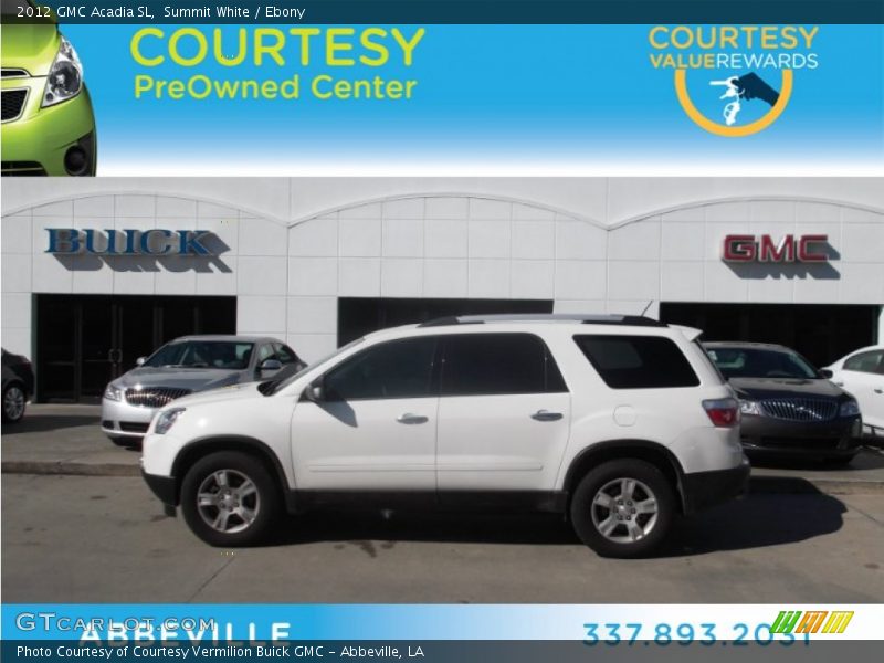 Summit White / Ebony 2012 GMC Acadia SL