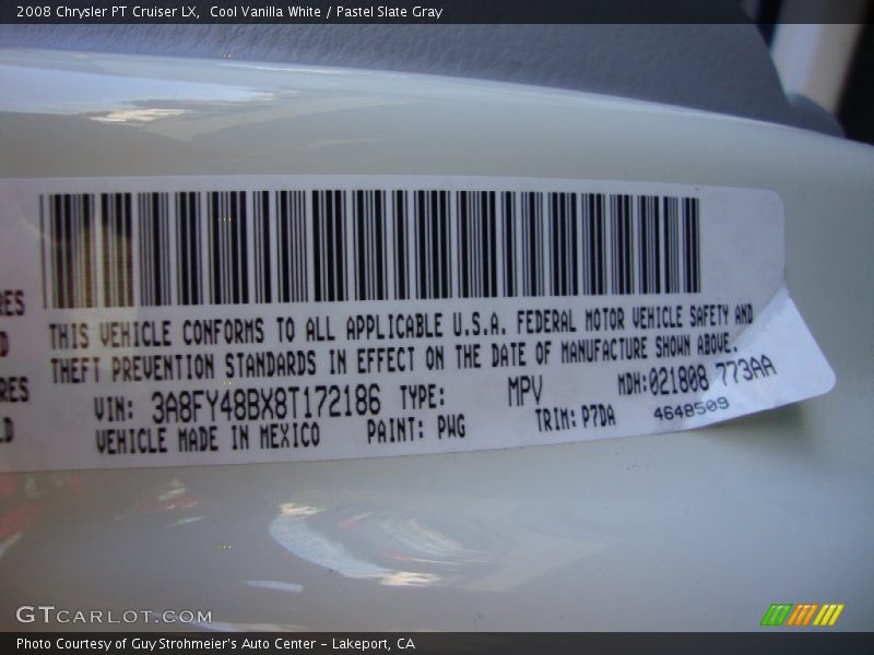 Cool Vanilla White / Pastel Slate Gray 2008 Chrysler PT Cruiser LX