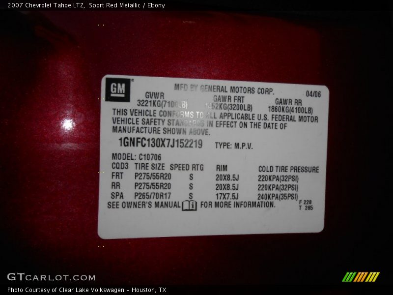 Sport Red Metallic / Ebony 2007 Chevrolet Tahoe LTZ