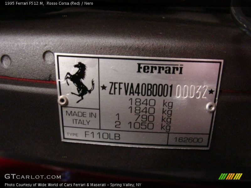 Info Tag of 1995 F512 M 