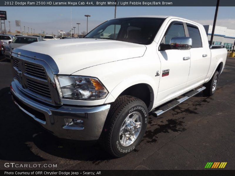 Bright White / Light Pebble Beige/Bark Brown 2012 Dodge Ram 2500 HD Laramie Mega Cab 4x4