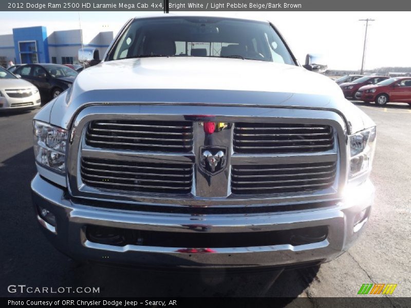 Bright White / Light Pebble Beige/Bark Brown 2012 Dodge Ram 2500 HD Laramie Mega Cab 4x4