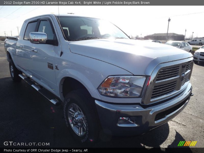 Bright White / Light Pebble Beige/Bark Brown 2012 Dodge Ram 2500 HD Laramie Mega Cab 4x4