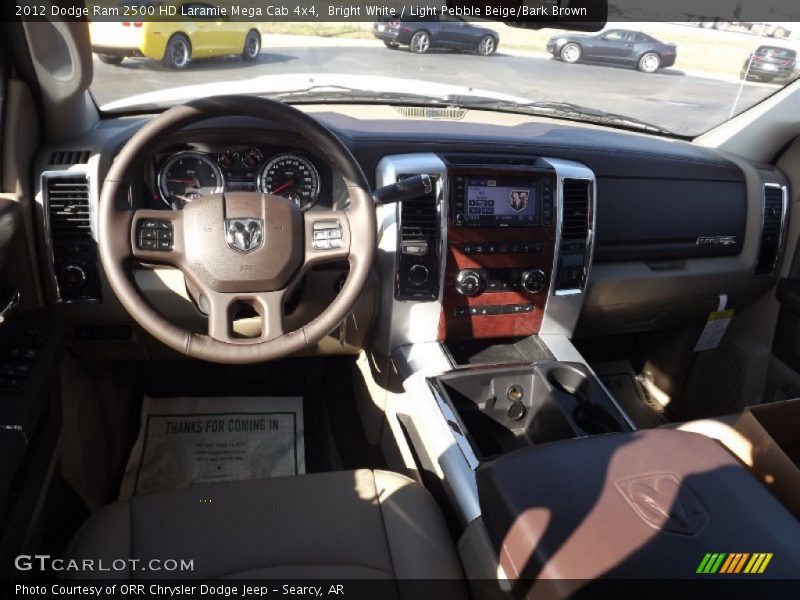 Bright White / Light Pebble Beige/Bark Brown 2012 Dodge Ram 2500 HD Laramie Mega Cab 4x4