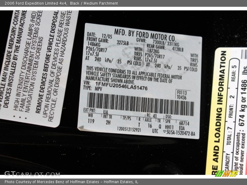 Black / Medium Parchment 2006 Ford Expedition Limited 4x4