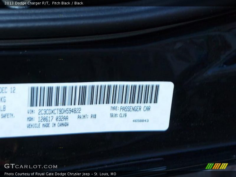 Pitch Black / Black 2013 Dodge Charger R/T