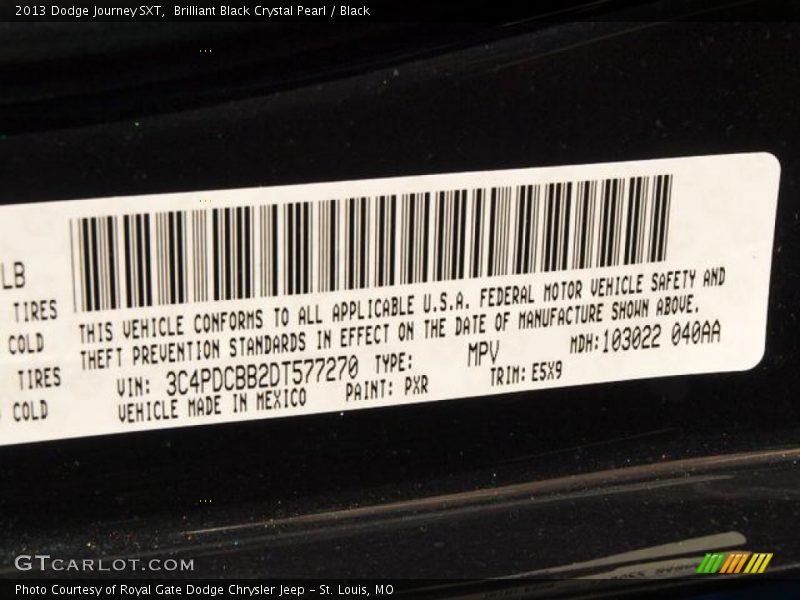 Brilliant Black Crystal Pearl / Black 2013 Dodge Journey SXT