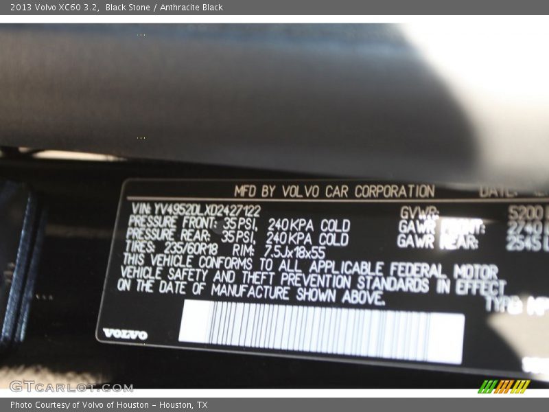 Black Stone / Anthracite Black 2013 Volvo XC60 3.2