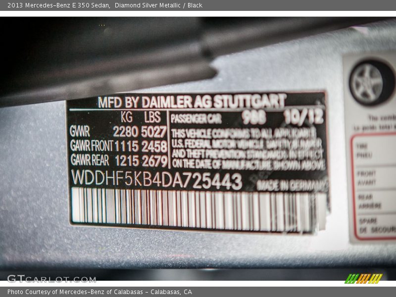 Diamond Silver Metallic / Black 2013 Mercedes-Benz E 350 Sedan