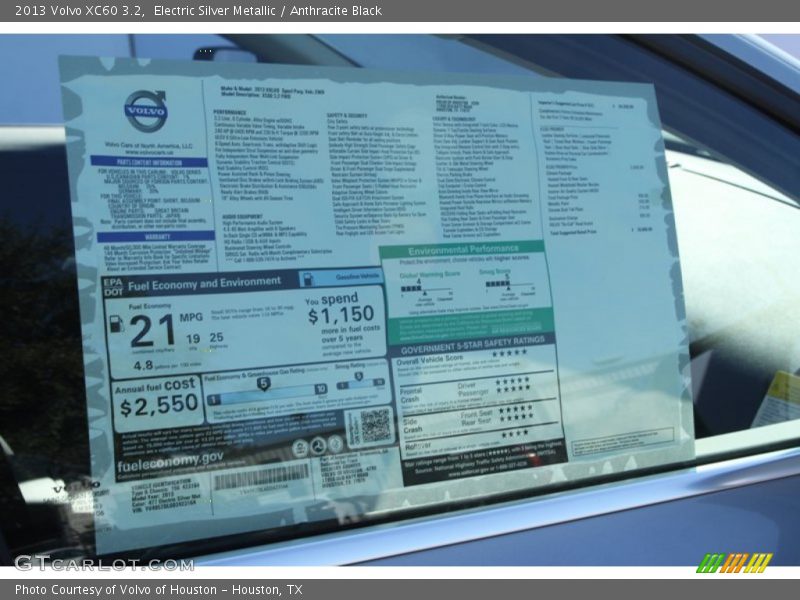 Electric Silver Metallic / Anthracite Black 2013 Volvo XC60 3.2
