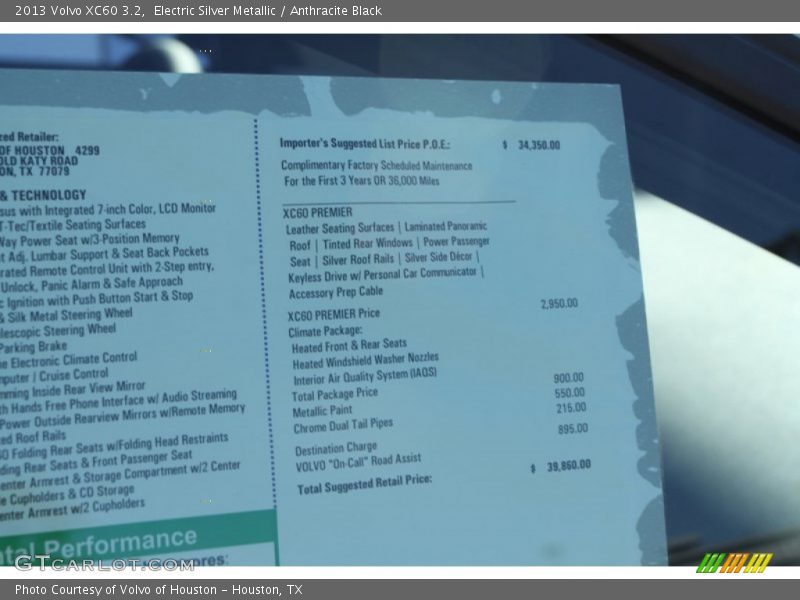 Electric Silver Metallic / Anthracite Black 2013 Volvo XC60 3.2