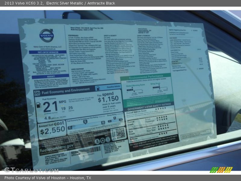 Electric Silver Metallic / Anthracite Black 2013 Volvo XC60 3.2