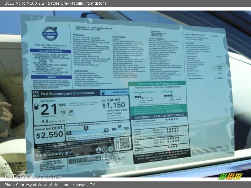 Saville Grey Metallic / Sandstone 2013 Volvo XC60 3.2