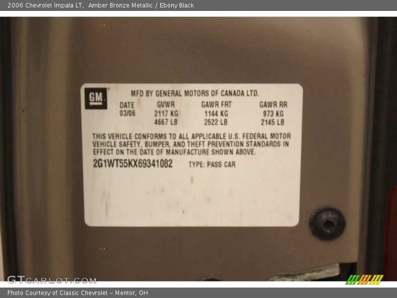 Amber Bronze Metallic / Ebony Black 2006 Chevrolet Impala LT
