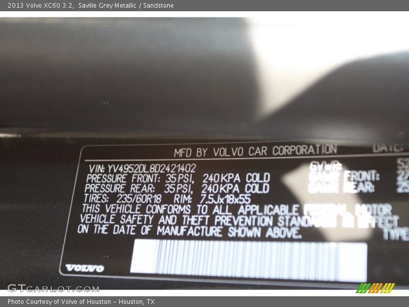 Saville Grey Metallic / Sandstone 2013 Volvo XC60 3.2