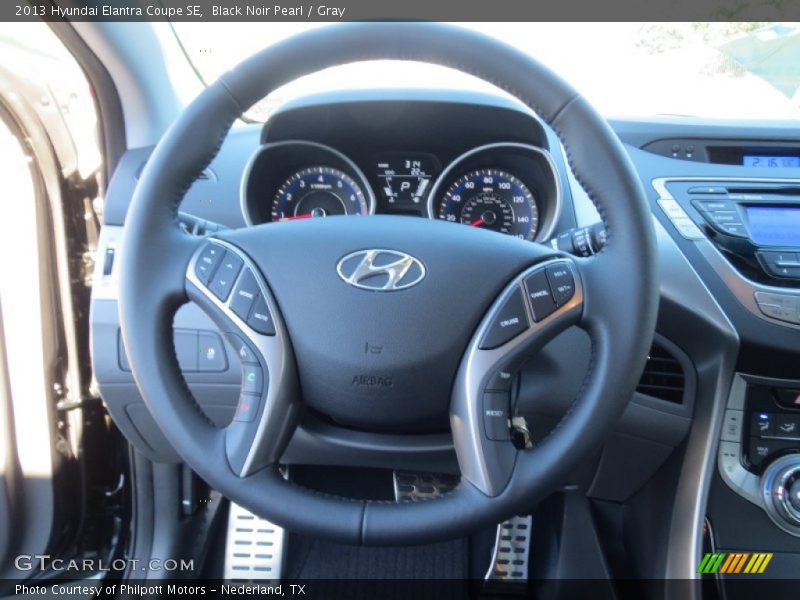 Black Noir Pearl / Gray 2013 Hyundai Elantra Coupe SE