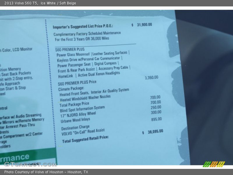 Ice White / Soft Beige 2013 Volvo S60 T5