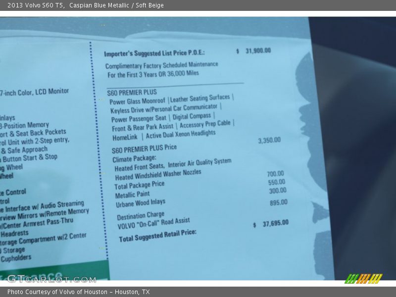 Caspian Blue Metallic / Soft Beige 2013 Volvo S60 T5