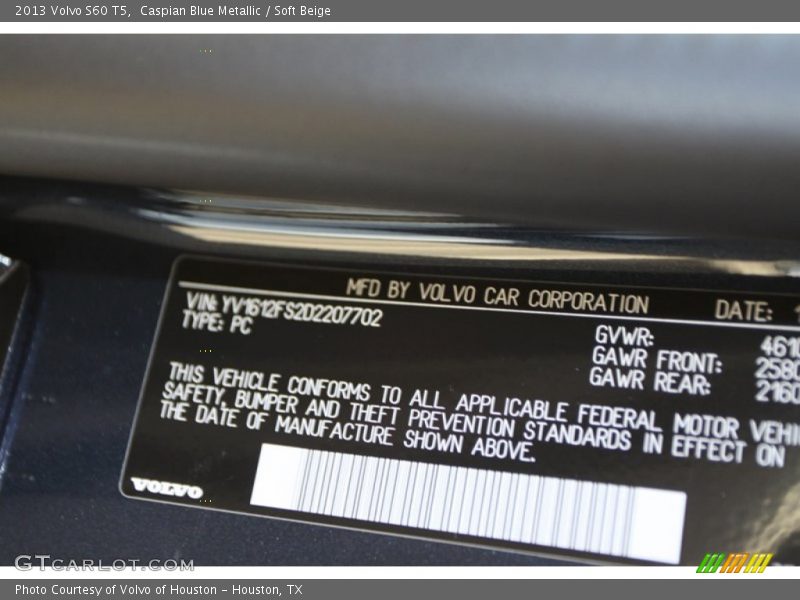 Caspian Blue Metallic / Soft Beige 2013 Volvo S60 T5