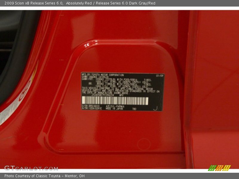 2009 xB Release Series 6.0 Absolutely Red Color Code 3P0
