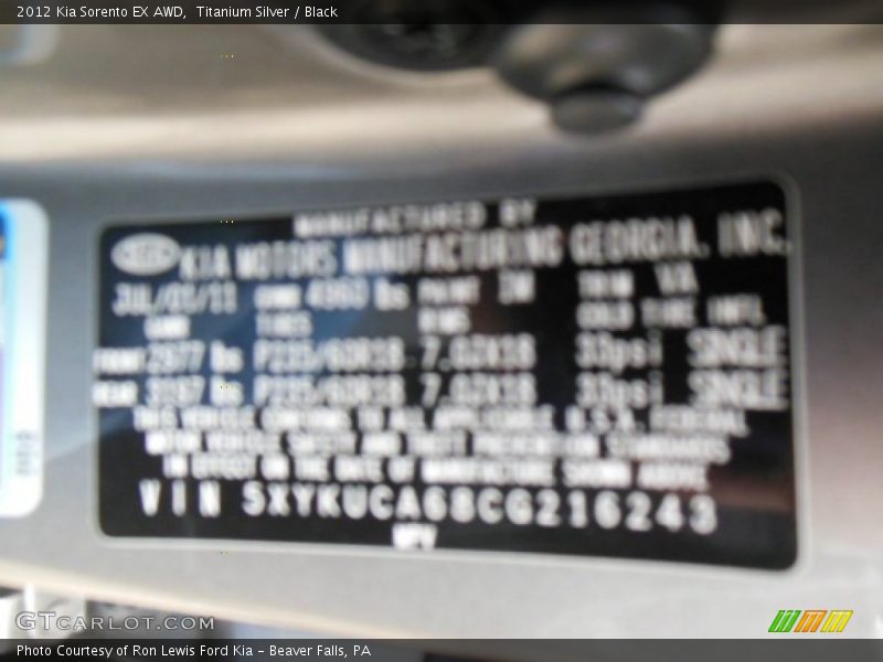 Titanium Silver / Black 2012 Kia Sorento EX AWD